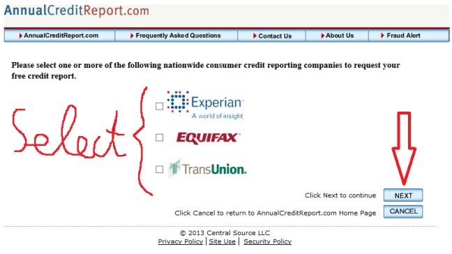 annual credit report CRA selection
