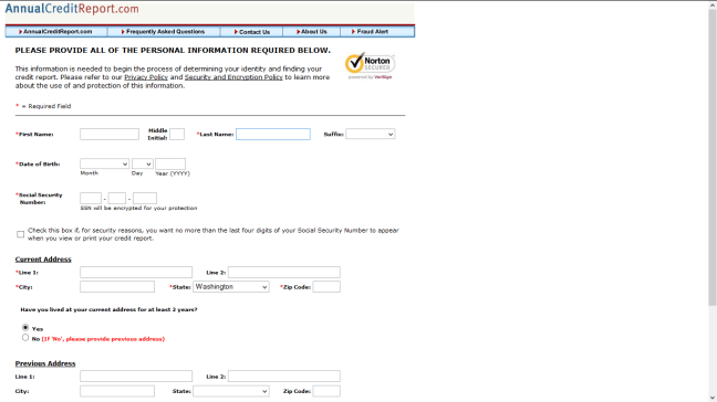 annual credit report form
