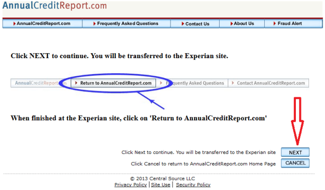 annual credit report site transfer