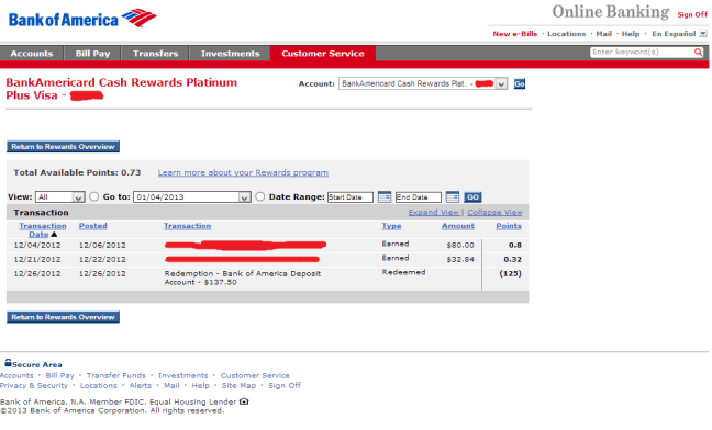 BofA Rewards transactions