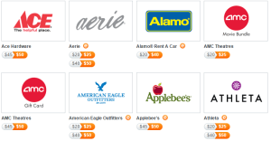 Sample of partner gift cards